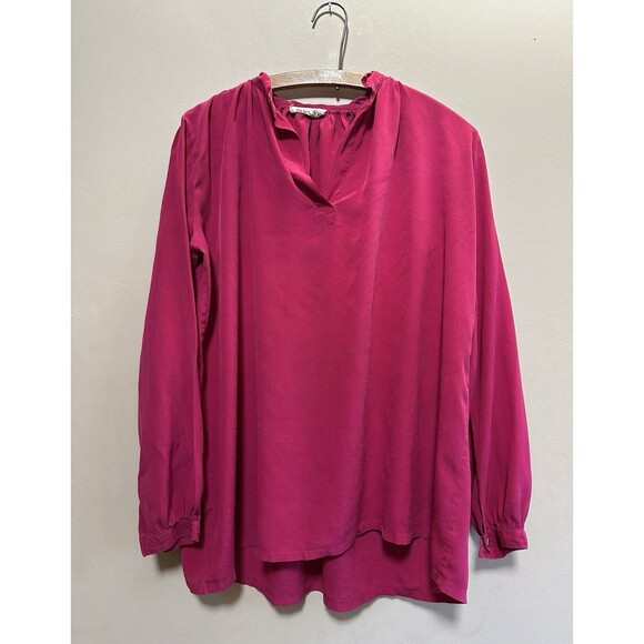 The Silk Farm Tops - Vintage The Silk Farm 100% Silk Pink Long Sleeve Blouse‎ Size Large Office Work